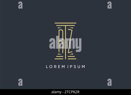 RZ initial monogram with pillar shape logo design inspiration Stock Vector