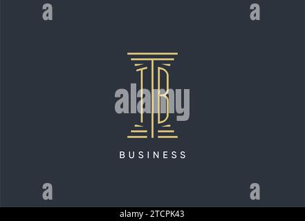 TB initial monogram with pillar shape logo design inspiration Stock Vector