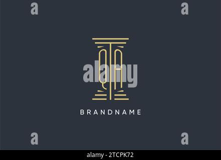 QA initial monogram with pillar shape logo design inspiration Stock Vector