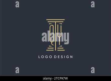 QY initial monogram with pillar shape logo design inspiration Stock Vector