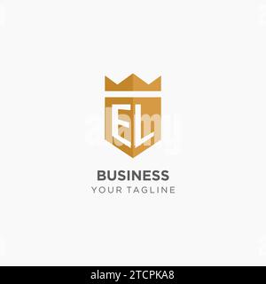 EL logo initial with geometric shield shape design style vector graphic ...