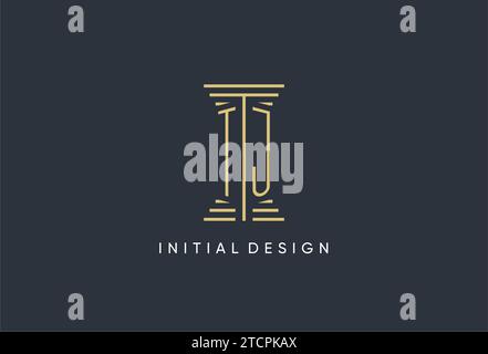 TJ initial monogram with pillar shape logo design inspiration Stock Vector