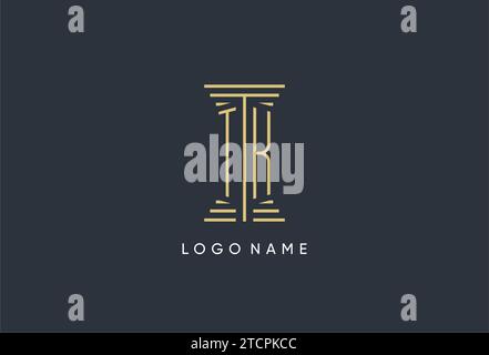 TK initial monogram with pillar shape logo design inspiration Stock Vector