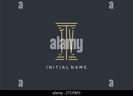 TV initial monogram with pillar shape logo design inspiration Stock Vector