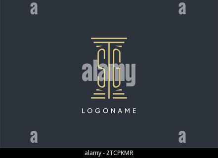 SG initial monogram with pillar shape logo design inspiration Stock Vector