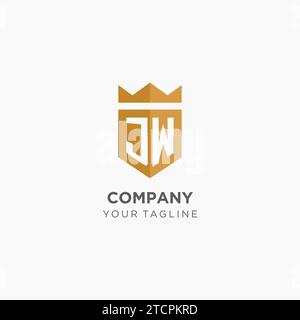 JW logo initial with geometric shield shape design style vector graphic ...