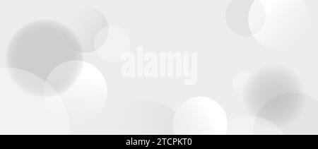 Soft grey spheres background. Abstract light floating bubbles and balls wallpaper. Gray blur gradient circles backdrop. Horizontal design template for banner, poster, presentation, brochure. Vector Stock Vector