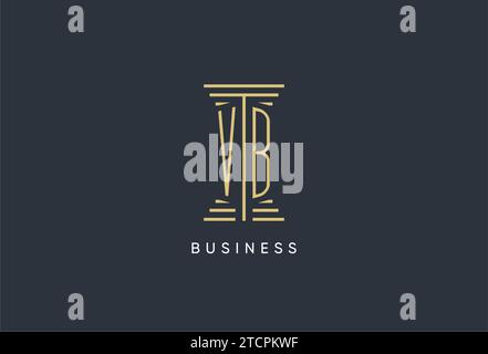 VB initial monogram with pillar shape logo design inspiration Stock Vector