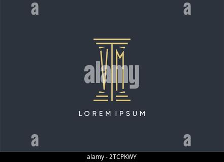 VM initial monogram with pillar shape logo design inspiration Stock Vector