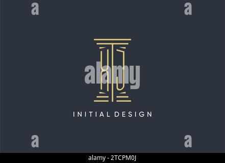 XJ initial monogram with pillar shape logo design inspiration Stock Vector