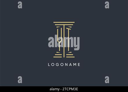 YT initial monogram with pillar shape logo design inspiration Stock Vector