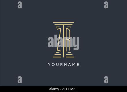 ZR initial monogram with pillar shape logo design inspiration Stock Vector