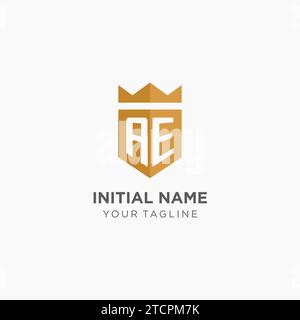 AE logo initial with geometric shield shape design style vector graphic ...