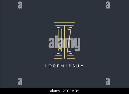 WZ initial monogram with pillar shape logo design inspiration Stock Vector