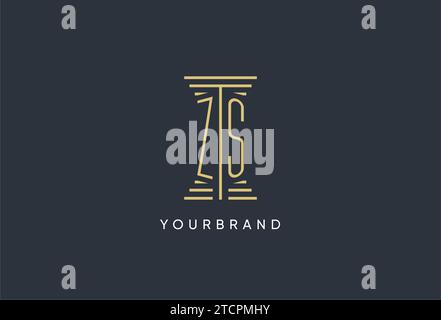 ZS initial monogram with pillar shape logo design inspiration Stock Vector