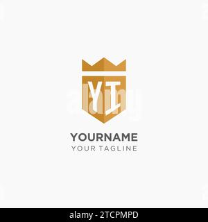 YI logo initial with geometric shield shape design style vector graphic ...