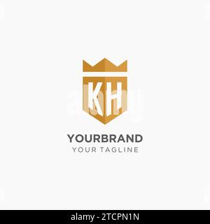 Initial KH shield and crown logo style vector graphic Stock Vector ...