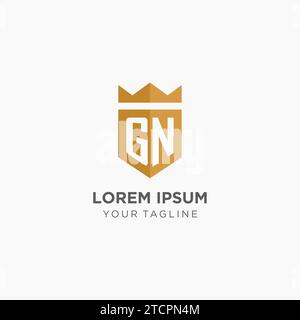 GN logo initial with geometric shield shape design style vector graphic ...