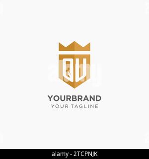 QU monogram logo with geometric shield icon design inspiration Stock ...