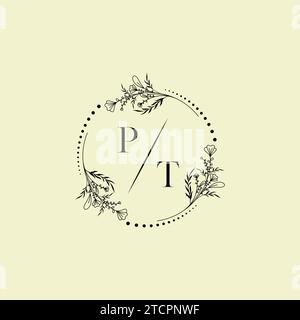 PT wedding initial logo letters in high quality professional design that will print well across any print media Stock Vector