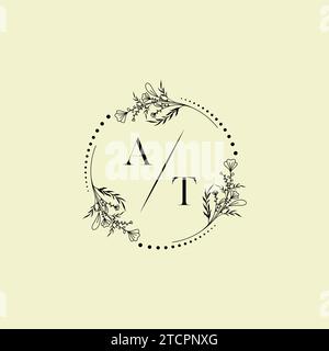 AT wedding initial logo letters in high quality professional design that will print well across any print media Stock Vector