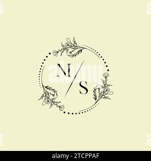 MS wedding initial logo letters in high quality professional design that will print well across any print media Stock Vector