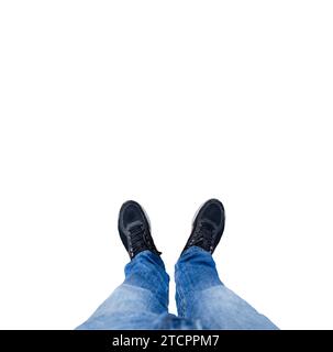 A man's feet seen from above on a transparent background Stock Photo