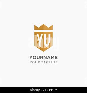 Luxury YV logo monogram shield shape monoline style with gold color and ...