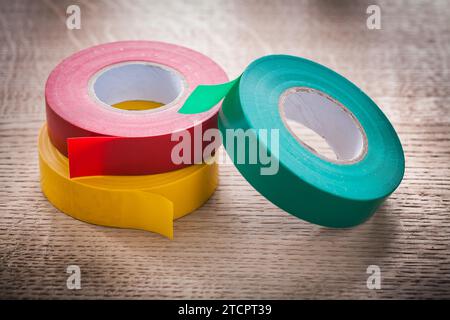 Horizontal version three rolls of insulating tape Design concept Stock Photo