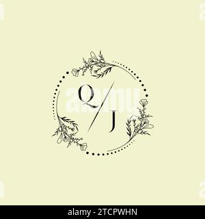 QJ wedding initial logo letters in high quality professional design that will print well across any print media Stock Vector