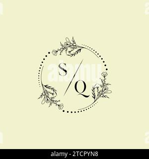 SQ wedding initial logo letters in high quality professional design that will print well across any print media Stock Vector