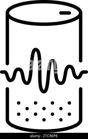 Stand alone voice assistant. Speaker and sound wave. Pixel perfect icon Stock Vector
