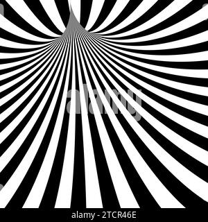 Abstract striped 3D cone. Black and white vector background Stock Vector