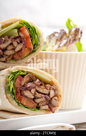 Kafta shawarma chicken pita wrap roll sandwich traditional arab mid east food Stock Photo