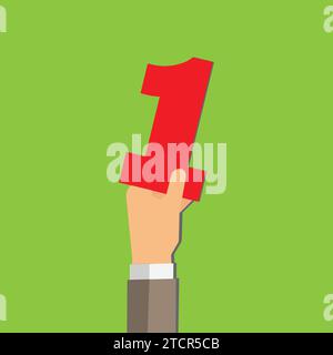 Human hand holding number one Stock Vector