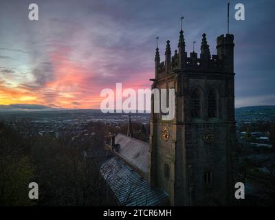 Sunrise from St Silas Church, Blackburn, Lancashire Stock Photo