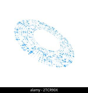 Halftone circular dotted background. Digital data visualization. Stock Vector
