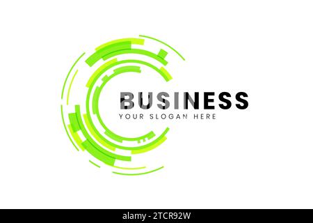 Business technology logo design template. High-tech electronic and computer logo with letter C Stock Vector