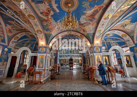 Richly decorated interior of the Church of The Beheading of John The Baptist By Bohr. Moscow, Russian Federation. Stock Photo