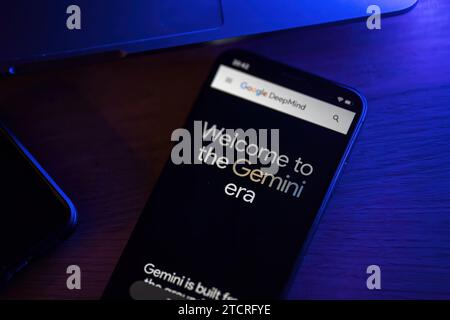 New google innovation Gemini AI language model pictured on mobile phone screen Stock Photo