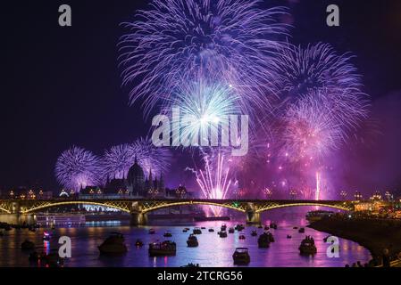 Fireworks over the city Stock Photo