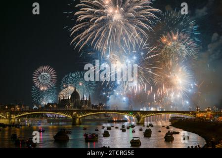 Fireworks over the city Stock Photo
