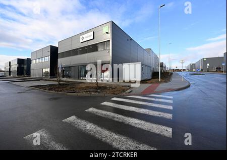 Launch of the sustainable Logport Prague West with ultra-fast CEZ public charging stations for electric vehicles with split technology by ABB, in Jino Stock Photo