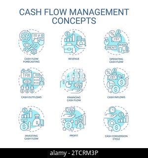Editable line icon set representing cash flow management Stock Vector