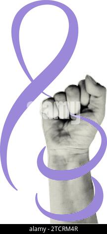 World Cancer day hand wrapped in purple ribbon  Stock Vector