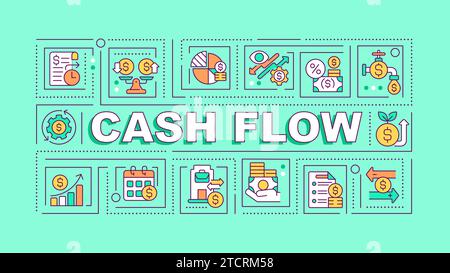 2D cash flow text with creative thin line icons Stock Vector