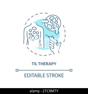 Thin line simple blue TIL therapy icon concept Stock Vector