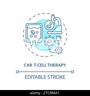 Thin line simple blue CAR T-Cell therapy icon concept Stock Vector