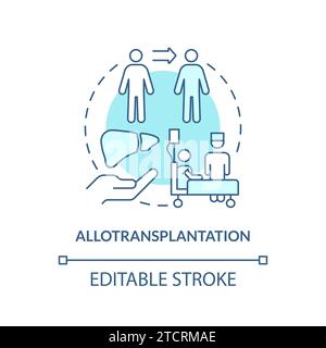 Thin line simple blue allotransplantation icon concept Stock Vector