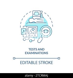 Thin line blue tests and examinations icon concept Stock Vector